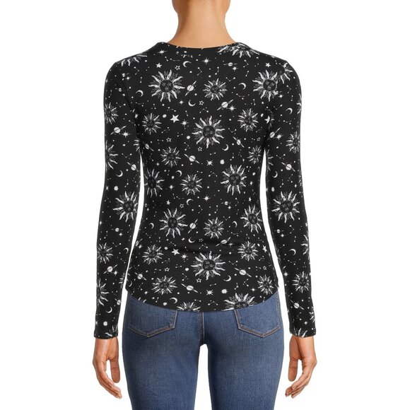 NoBo Black Sun Moon Celestial Fitted Ribbed Top Juniors Large 11-13 Whimsigoth - Picture 14 of 15